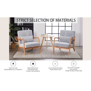 Poltrona Moderna Mid-Century con Struttura in Legno Massello e Cuscino per Soggiorno e Lettura, Sedia Imbottita - Product Image 6