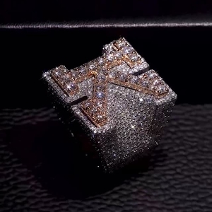 Luxury Letter a Engagement <b>Ring</b> 18K Solid Gold Princess Cut <b>Diamond</b> IGI Certified Rhodium Plated Unisex Everyday Wear - Product Image 2