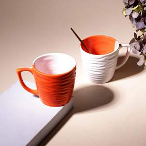 Taza de Té de Cerámica Moderna de Lujo en Dos Tonos, 200 ml, Ecológica, Duradera, Portátil, Naranja y Blanca, para Oficina y Hogar, Ideal para Regalo - Product Image 5