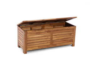 Boîte de rangement de jardin en bois naturel, construite avec une structure robuste en panneaux, résistante aux intempéries et pratique pour une utilisation en extérieur - Product Image 6