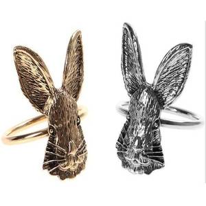 Black 3D <b>Rabbit</b> Aluminum Eco-Friendly Durable Stocked Customizable Napkin Ring Holder Luxury Modern Wedding Tableware Decor - Product Image 6