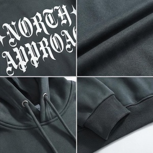 NARCISSUS Sweat-shirt à capuche oversize pour homme, streetwear, avec fermeture éclair, poche avant, imprimé étoiles, noir, tricoté, pour l'automne - Product Image 4