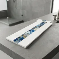 Planche à découper de luxe en marbre avec incrustation d'agate naturelle, planche décorative en pierre pour la cuisine, le service des aliments, du fromage et la maison