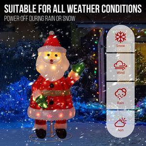 3.3FT Pre-lit Santa Claus Waving Hand Christmas Yard Decorations 100 Warm White LEDs Outdoor Holiday <b>Inflatable</b> Xmas Decorations - Product Image 6