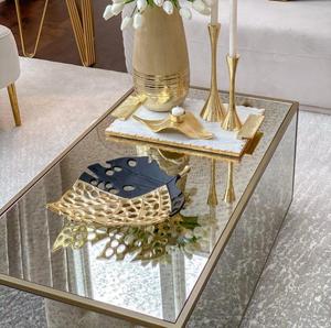 Plateau décoratif rectangulaire long de luxe en argent avec poignées latérales intégrées, plat d'appoint en métal, centre de table, vente en gros - Product Image 5