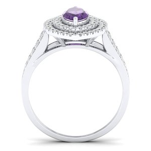 Bague de fiançailles REYES en or massif 14 carats avec améthyste taille marquise 1 carat et diamants, pour femme - Product Image 4