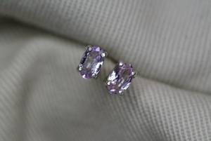 Certified Pink Tanzanite Earrings Sterling <b>Silver</b> <b>Studs</b> Natural Rare Zoisite Gemstone Jewelry Gift For Her - Product Image 2