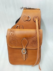 Premium Quality Western Leather Hand Tooled Saddle Bag with Steel Hardware Available At Competitive Price - Product Image 3