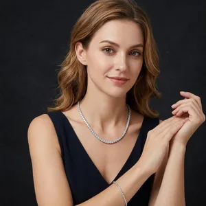 Collier tennis en or avec diamants de laboratoire à 4 griffes pour femme, taille brillant rond, style hip-hop, certifié IGI - Product Image 4