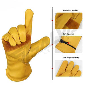 Gants de travail de sécurité industriels très demandés, protection des mains, en cuir de mouton, gants de jardinage jaunes en peau de mouton pour conducteur - Product Image 6