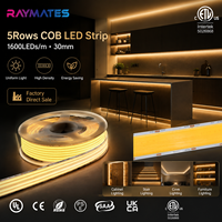 5 rangées couleur unique 1600LEDS 30mm COB LED STRIP IP20 LED Flex COB STRIP DC24V 40W 3000K COB LIGHT STRIP pour lumières commerciales
