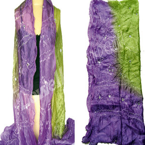 Écharpe Tie Dye Jamnagri, style Bandhani traditionnel fait main, légère, colorée, accessoire de mode ethnique pour femmes - Product Image 2