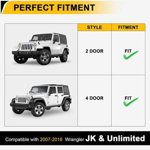 Parafanghi Anteriori e Posteriori Compatibili con Jeep Wrangler JK JKU 2007-2018, Set di 4 Pezzi per Fuoristrada - Product Image 5
