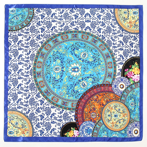 Fashion Square Silk Scarf Women Luxury Brand Satin Print Hijab Scarves Bandana Female Shawl Wrap Headband Foulard 90*90cm - Product Image 6