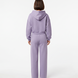 Women Cropped <b>Zip</b> Hoodie Sweatpants Set Custom Puff Printing Oversized Two Piece Tracksuit Casual Streetwear Manufacturer - Product Image 3