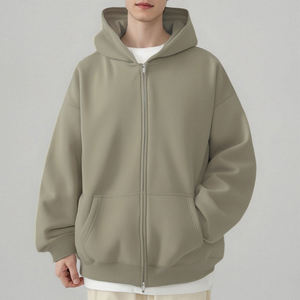 Custom <b>Mens</b> Regular Fit ZipUp Hoodie Heavyweight Cotton <b>Pullover</b> Streetwear Sweatshirt Wholesale Supplier - Product Image 4