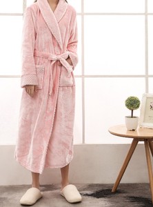Robe de nuit en flanelle douce et ample en tricot uni, grande taille, automne/hiver, pour hommes et femmes - Product Image 4