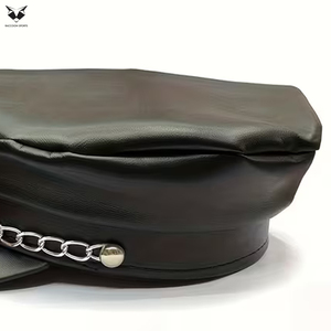 Gorras de Cuero Genuino de Primera Calidad con Detalle de Cadena, Modernas y a la Moda, para Clubes, con Logotipo Personalizado, Precio al por Mayor - Product Image 5