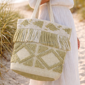 Bolsos Bohemios Sostenibles con Diseño de Diamantes, Bolsos de Mano de Lujo, Bolsos Decorativos Boho con Doble Asa para Mujer - Product Image 5