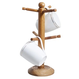 Organizador de Tazas de Madera Ecológico con 6 Ganchos, Soporte para Tazas, Ahorra Espacio, Estante de Almacenamiento para Encimera de Cocina - Product Image 2