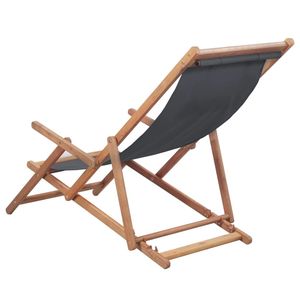 Silla de playa plegable con marco de madera y Tela Gris - Product Image 2
