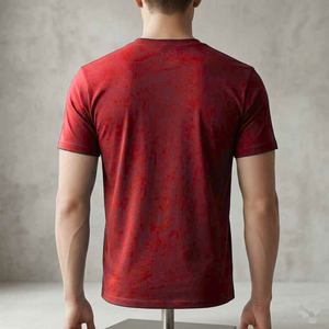 Camisetas de manga corta rojas al por mayor de alta calidad con logotipo personalizado, 100% algodón, ecológicas y antiencogimiento para hombre - Product Image 4