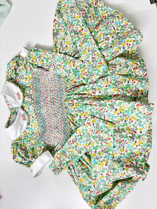 Vestido de Verano para Niñas, con Estampado Geométrico, Elegante y Bonito, con Mangas Abullonadas de Satén Bordadas a Mano, Cuello Peter Pan, ODM - Product Image 5