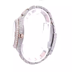 Montre de sport de luxe bicolore or rose et diamant, chiffres arabes, fonction date automatique, bracelet en acier inoxydable 21 mm, mouvement à quartz antique - Product Image 3