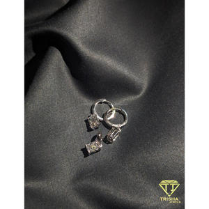 Classic Moissanite Diamond in 925 Sterling <b>Silver</b> Bridal Jewelry <b>Set</b> Princess Cut Pendant and Elegant <b>Earrings</b> By Trisha Jewels - Product Image 4
