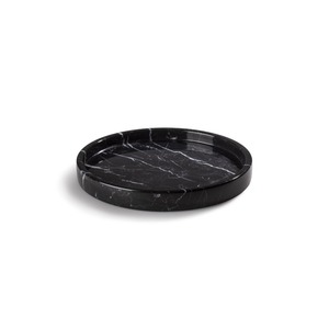 Ensemble de salle de bain en marbre noir, 3 pièces, distributeur de savon rond, porte-brosse à dents, plateau, minimaliste, facile à nettoyer - Product Image 3