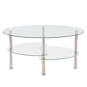 Pisces Tail Clear Wave N103 90*50*45cm Oval Coffee Table with Tempered Glass and Iron Pipe Legs - Product Image 1
