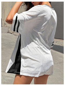 T-shirt d'été pour homme en maille unie à manches courtes, coupe oversize, grande taille, séchage rapide, pour la course et le sport - Product Image 6