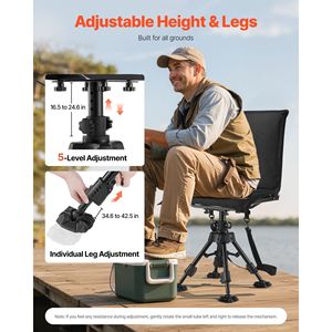 360-Degree Silent Swivel Portable Foldable Hunting Chair Seat Cover Heavy-Duty Steel Frame Ground Stool Seat for <b>Blind</b> Shooting - Product Image 4