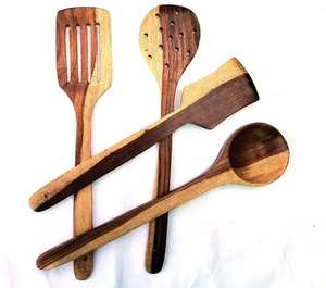 Ensemble de cuillères en bois durables avec spatule, louche, cuillère de service et cuillère à mélanger pour ustensiles de cuisine - Product Image 4