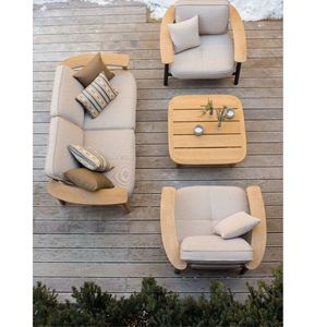Modern Teak <b>Wood</b> Outdoor <b>Sofa</b> Set Minimalist Patio Lounge Furniture for Villa Resort Hotel - Product Image 1