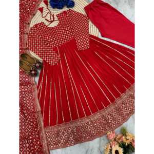 Vestido Anarkali de diseñador con dupatta de gasa, ideal para fiestas, para un look elegante. - Product Image 4