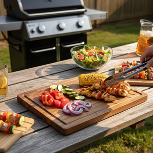 Planche à découper en bois d'acacia de qualité supérieure |   Planche à découper en bois massif naturel, durable et facile à nettoyer, ustensile de cuisine - Product Image 2