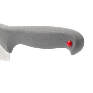 Couteaux de cuisine professionnels à manche gris avec lame pointue argentée, garniture noire et accent rouge pour la découpe de légumes et des aliments - Product Image 4