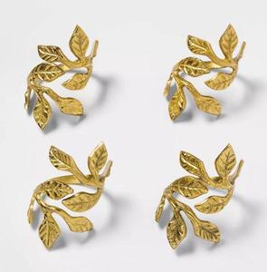 Leaf Shape Brass Napkin Rings 4.5cm Classic Design Durable <b>Table</b> Decoration Wedding Use - Product Image 1