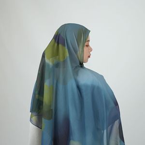 Nuevo Diseño de Moda, Hijab Turbante Largo de Seda Chifón con Estampado de Ondas para Mujeres Musulmanas, Estampado Digital de Verano - Product Image 3