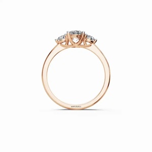 Anillo de Boda de Lujo con Tres Diamantes Ovalados Cultivados en Laboratorio, Certificados por IGI, con Baño de Rodio en Oro de 10K, 14K, 18K, Plata 925 y 935 - Product Image 4