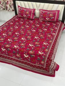 Indian Supplier Hand Look King Size Bedsheet 2 Reversible Pillow Covers Elegant Pattern <b>Comfortable</b> Fabric Available For Sale - Product Image 6