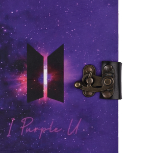 Galaxy Handmade Journal with Vintage Lock |<b>A5</b> Space Themed Notebook with Purple Nebula Design |Paper <b>Diary</b> for Writing & Gifting - Product Image 2