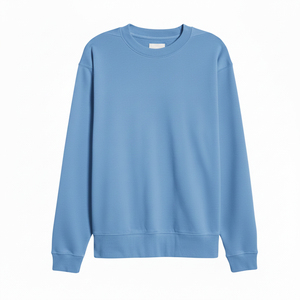 Sweat-shirt unisexe à col rond et manches longues, bleu uni, en coton tricoté, décontracté, coupe classique, pour l'automne - Product Image 1