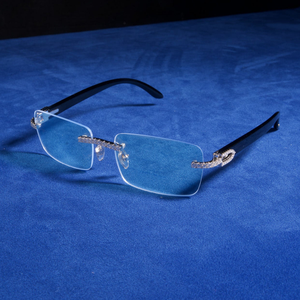 Gafas de Sol de Moda Sin Montura 2024, Montura Cuadrada Plateada con Moissanita, Protección UV400, Lentes Degradadas, Unisex, Caja con Logotipo Personalizado - Product Image 1