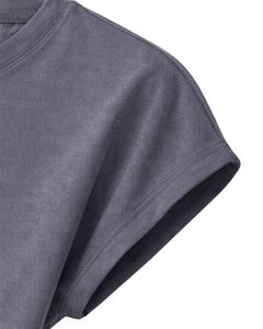 Charcoal Grey <b>Women</b> Lounge Set Short Sleeve TShirt Shorts Casual Summer Pajama Set Soft Breathable Cotton Blend Two Piece Outfit - Product Image 6