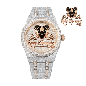 <b>Mens</b> Luxury Moissanite Diamond Stainless Steel <b>Watch</b> with Stone Dial Quartz Movement and Metal - Product Image 3