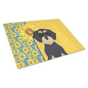 Tournesols d'été Planche à découper de cuisine grande taille Wirehair Black Cream Teckel Assiettes décoratives trempées - Product Image 1