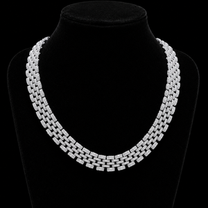 Nueva Cadena de Eslabones Cubanos Chapada en Oro Blanco con Moissanita, Pasa el Test de Diamantes, Corte Brillante Redondo, Plata 925, Joyería Fina - Product Image 1