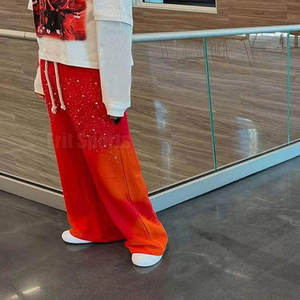 Hot Sale Men Casual <b>Sparkly</b> Rhinestone <b>Flare</b> Pants Mid Waist Slim Fit 100% Cotton Canvas Street Style Eco-Friendly Breathable - Product Image 6